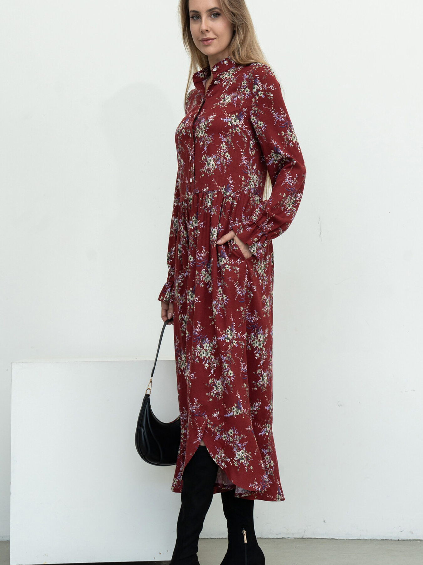 Платье макси RiMari модель 20-bordo-print Фото