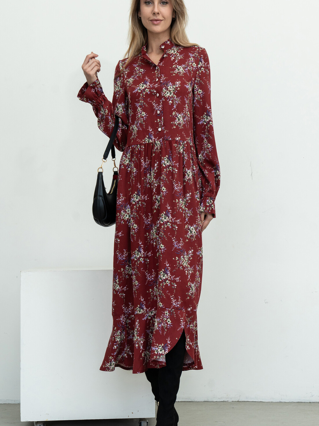 Платье макси RiMari модель 20-bordo-print Фото