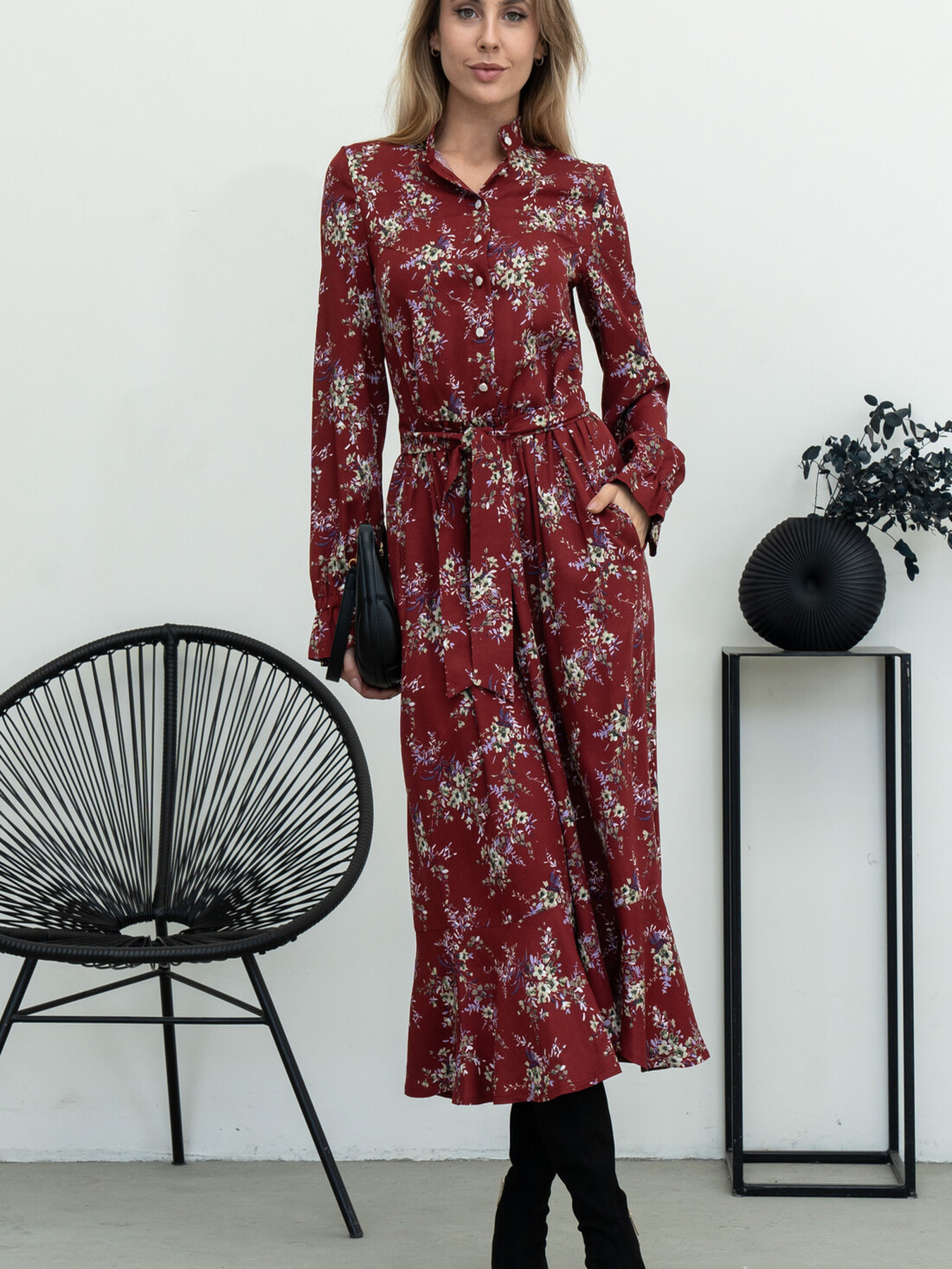 Платье макси RiMari модель 20-bordo-print Фото