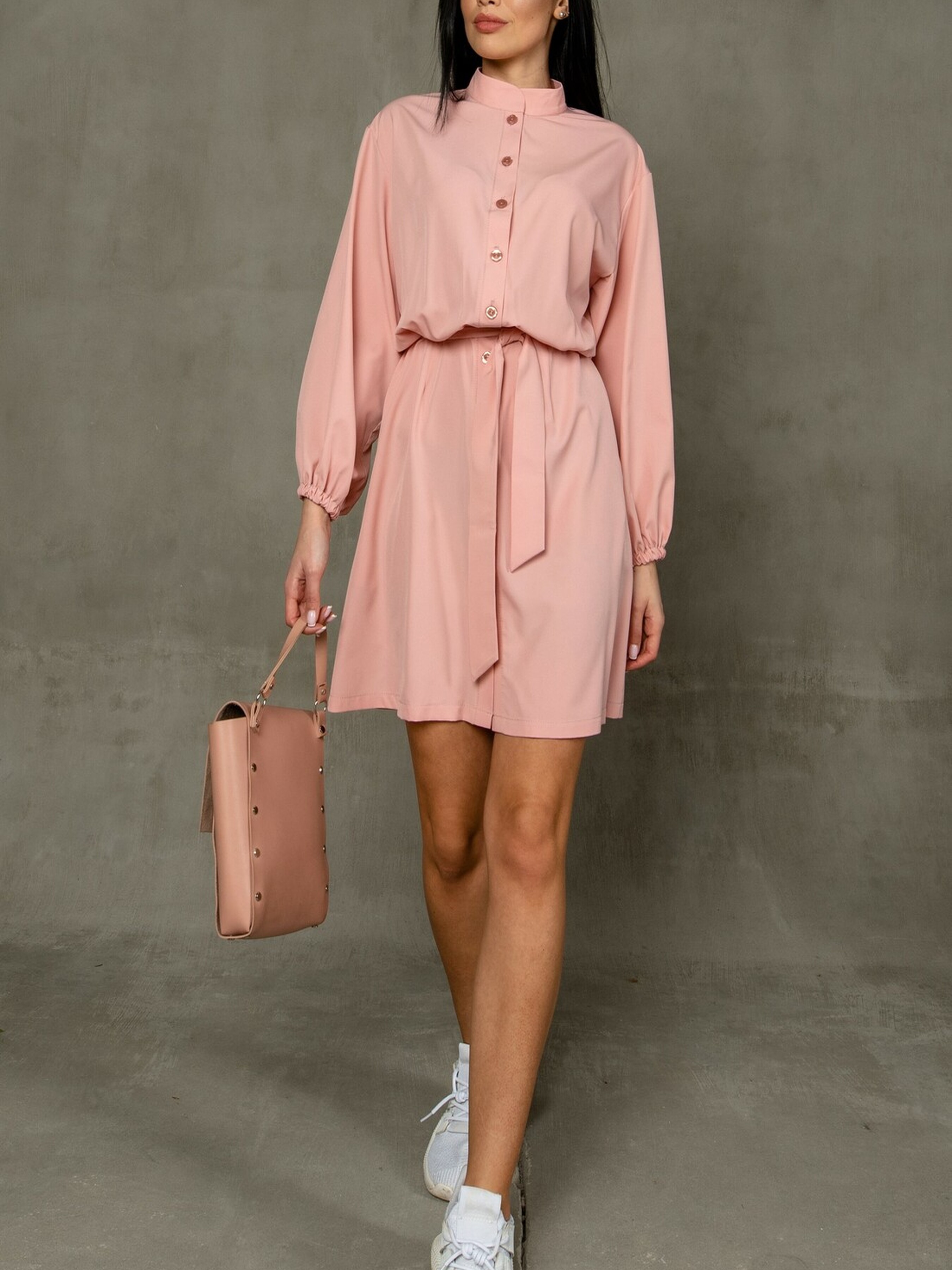 Жіноча Сукня міні RiMari  (0522-pudra) колір пудра, матеріал віскоза/модал