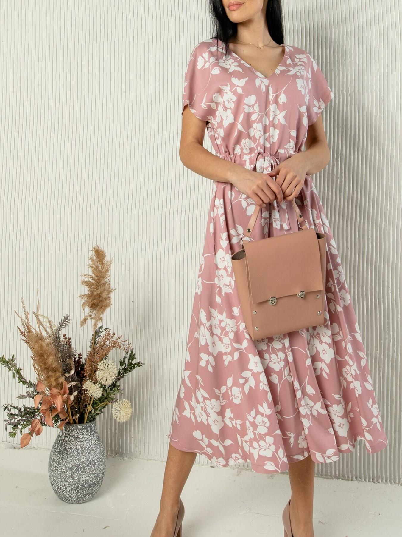 Платье миди RiMari модель 1521-pudra-print Фото