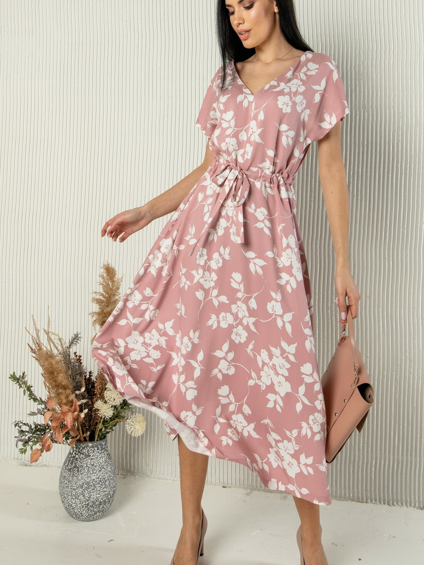 Платье миди RiMari модель 1521-pudra-print Фото