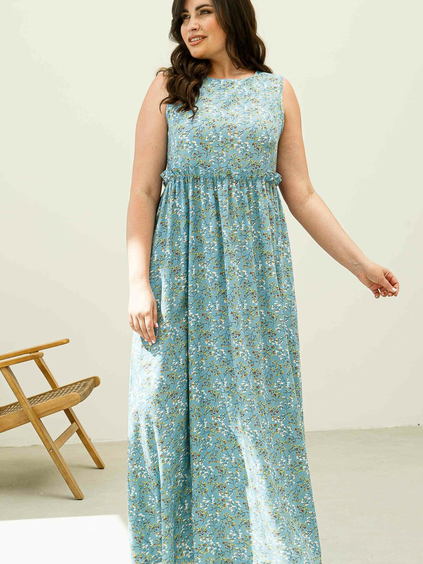 Платье макси RiMari модель 14-2-54-19-blakitnij-print Фото