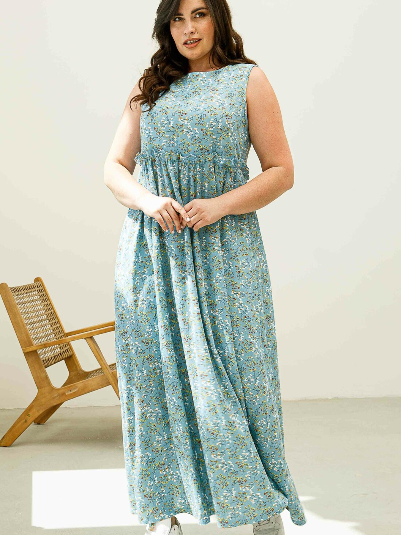 Платье макси RiMari модель 14-2-54-19-blakitnij-print Фото