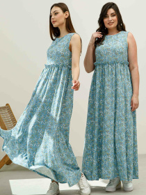 Платье макси RiMari модель 14-2-54-19-blakitnij-print Фото