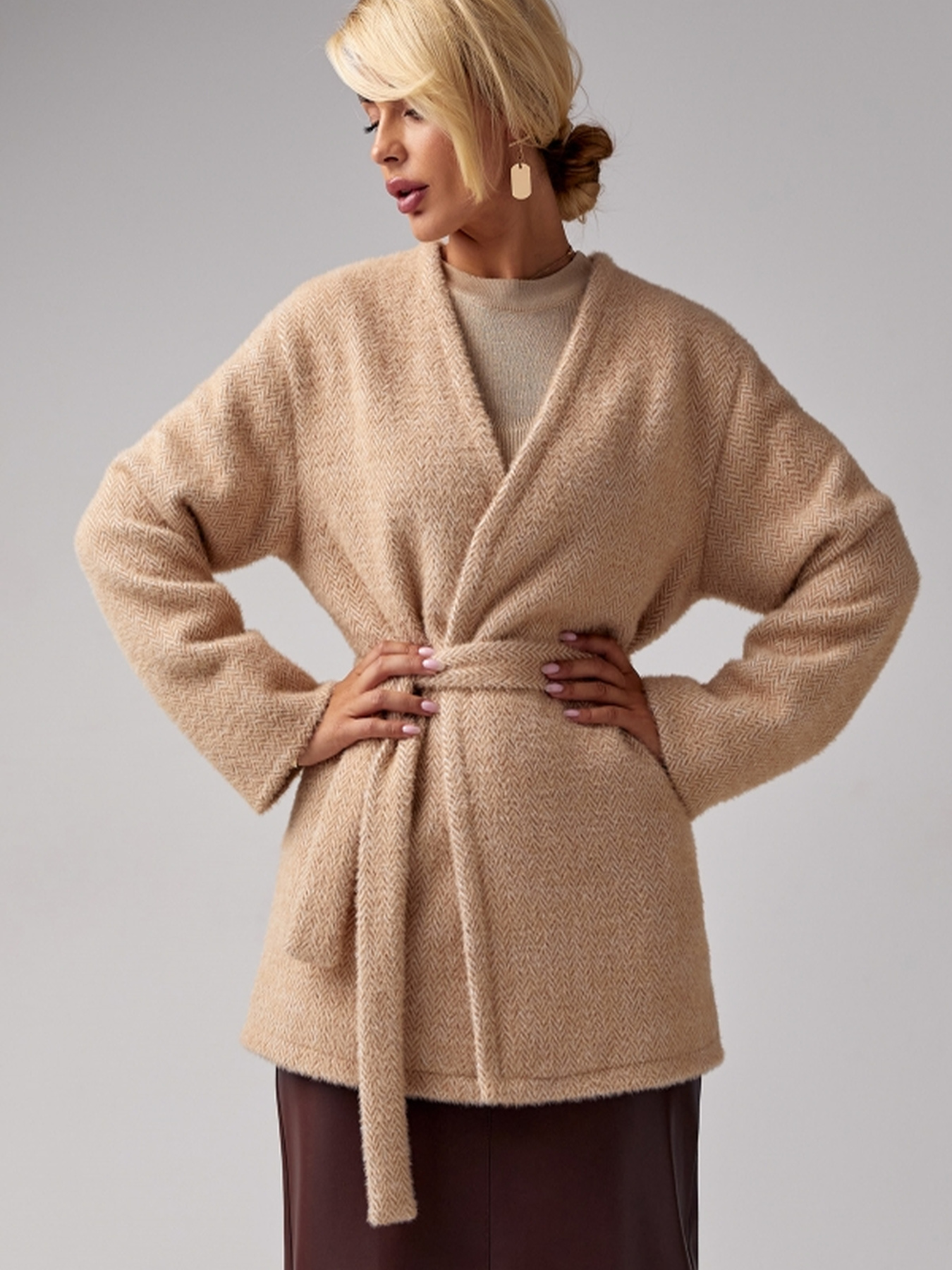 Пальто TrikoBakh модель 3030-bezhevo-molochnij Фото