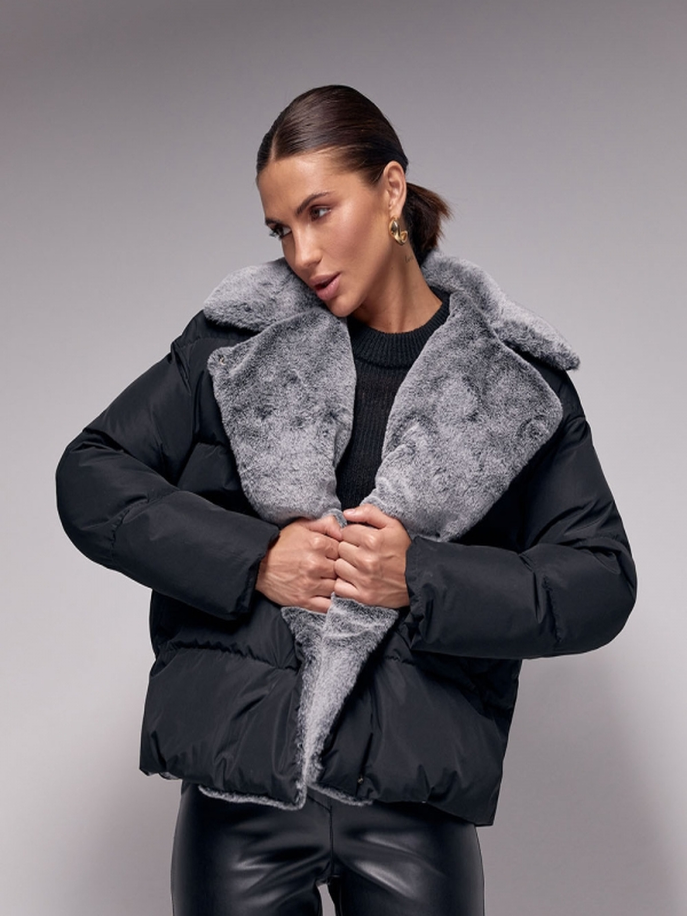 Зимняя куртка TrikoBakh модель 3676-chornij-z-srim-hutrom Фото