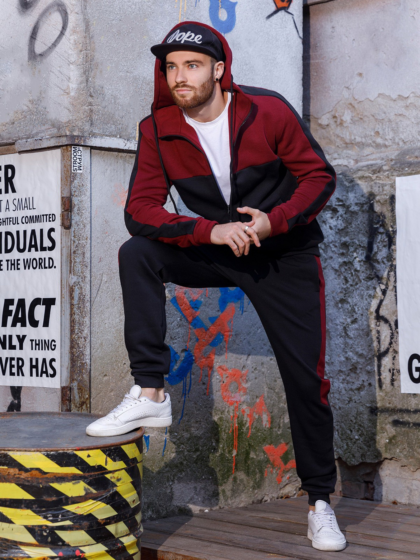 Спортивний костюм ISSA Plus модель GN-442_blackburgundy Фото