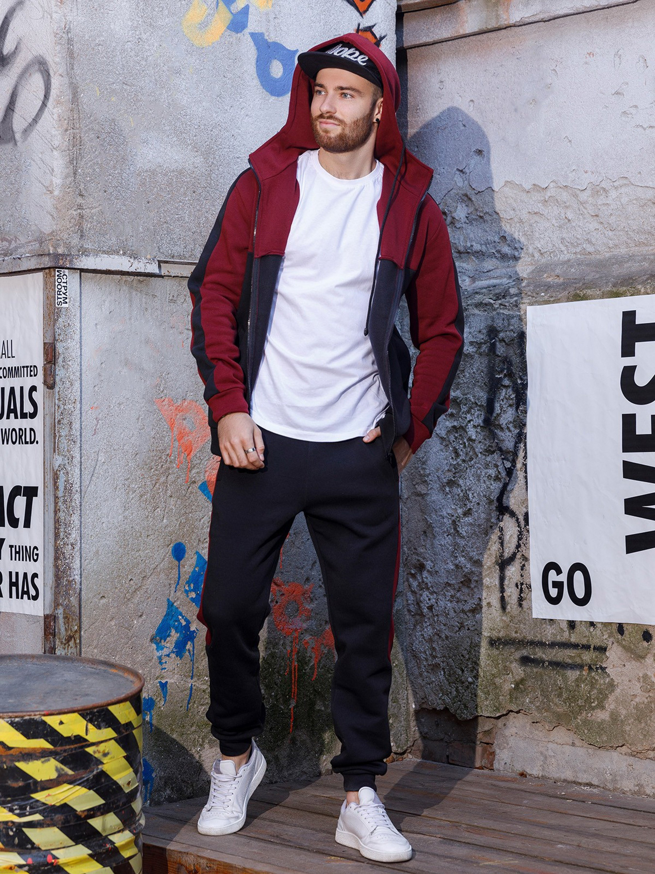 Спортивний костюм ISSA Plus модель GN-442_blackburgundy Фото