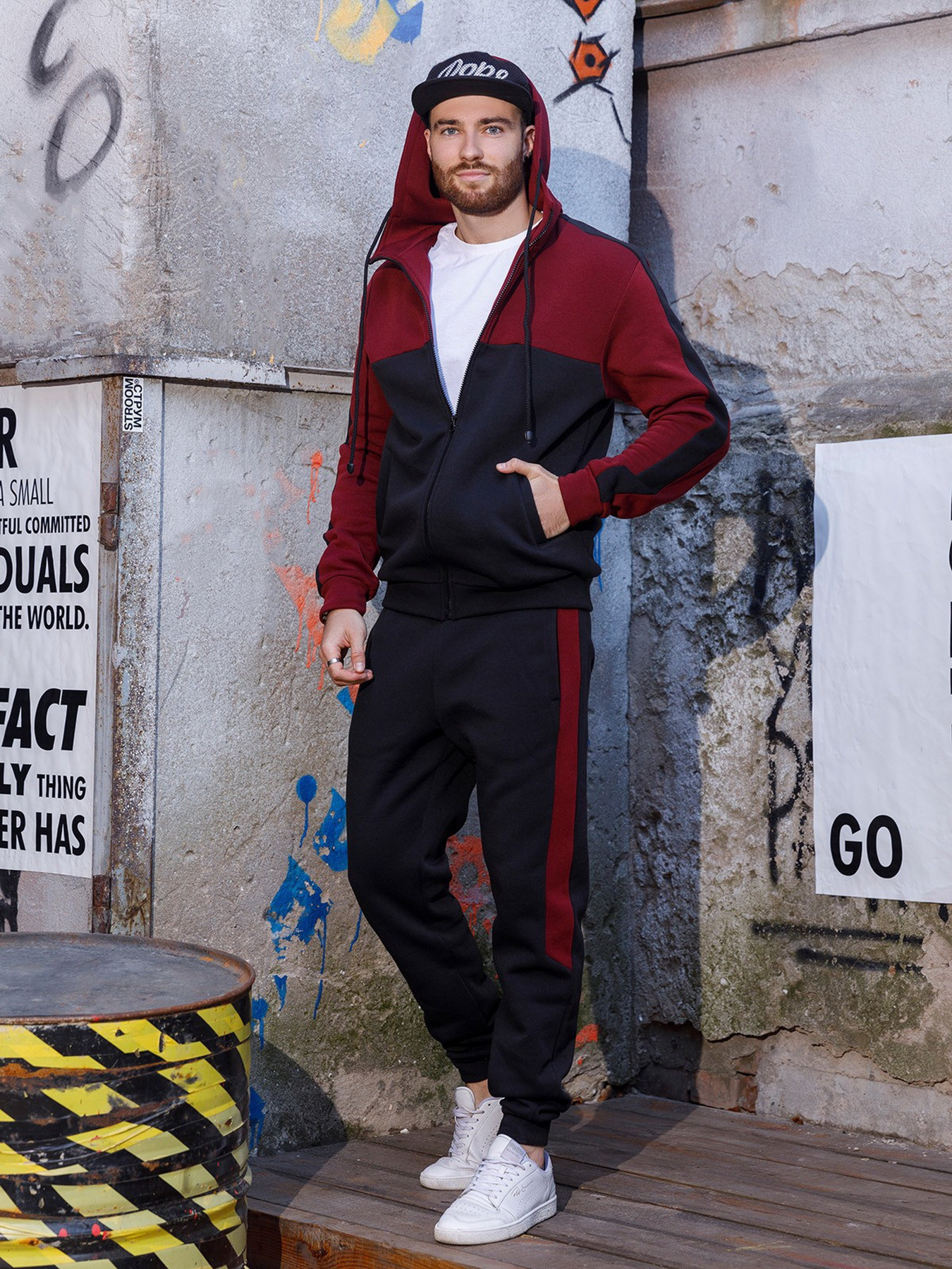 Спортивний костюм ISSA Plus модель GN-442_blackburgundy Фото