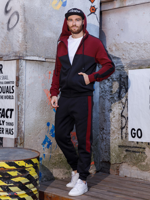 Спортивний костюм ISSA Plus модель GN-442_blackburgundy Фото