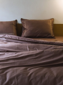 Комплект постільної білизни з автентичною вишивкою та кантом Stucco в сатиновому чохлі для зберігання Ecotton модель 25092 Фото