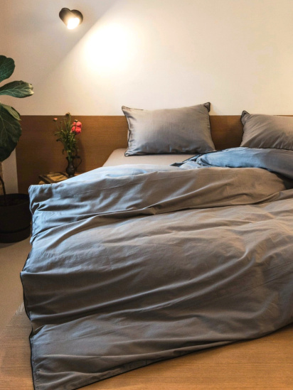 Ecotton ­Комплект постільної білизни з автентичною вишивкою та кантом Natural Grey в сатиновому чохлі для зберігання модель 25091 — фото 5 - INTERTOP