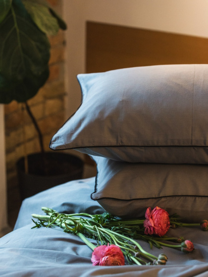 Ecotton ­Комплект постельного белья с аутентичной вышивкой и кантом Natural Grey в сатиновом чехле для хранения модель 25091 - фото