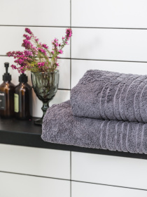 Рушник махровий з бортом високої щільності Antracite Premium Ecotton модель 22619 Фото