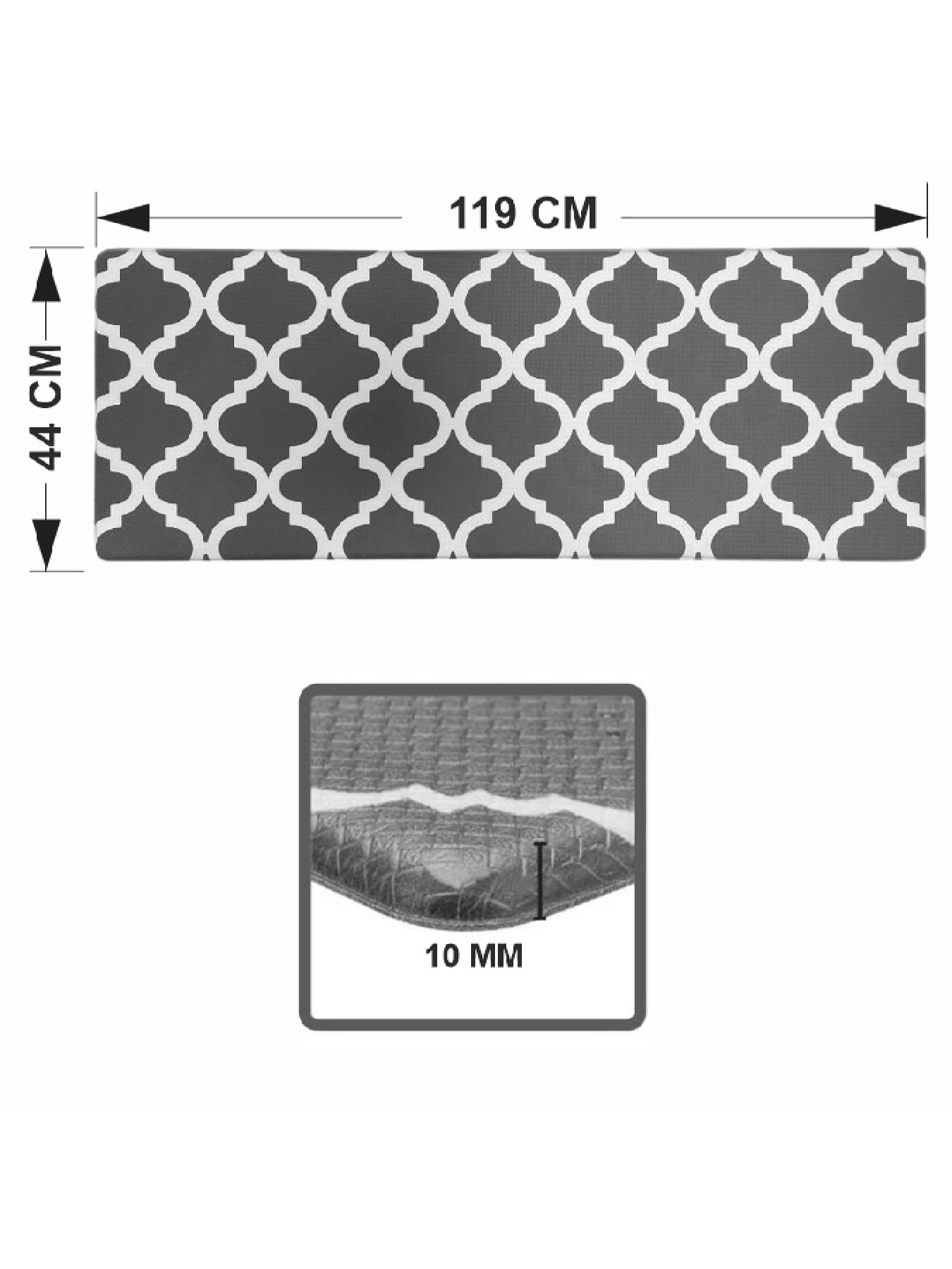 Коврик кухонный с эффектом памяти нескользящий - водонепроницаемый и эргономичный 44x119x1см Серый Lovely Svi  модель 170822 Фото