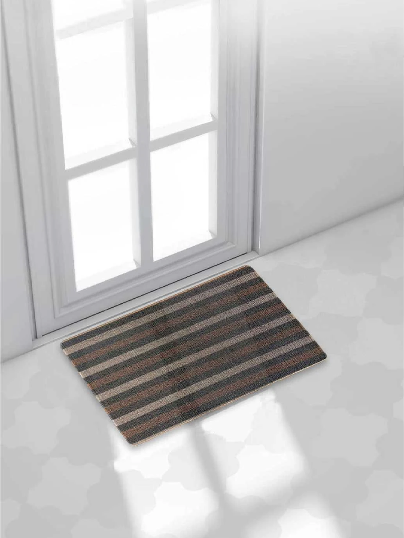 Дверний килимок з петлевою щетиною для внутрішнього зовнішнього входу -  Коричнева полоска Lovely Svi  модель 61022 Фото