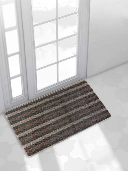Дверной коврик с петлевой щетиной для внутреннего и наружного входа - Коричневая полоска Lovely Svi  модель 121022 Фото