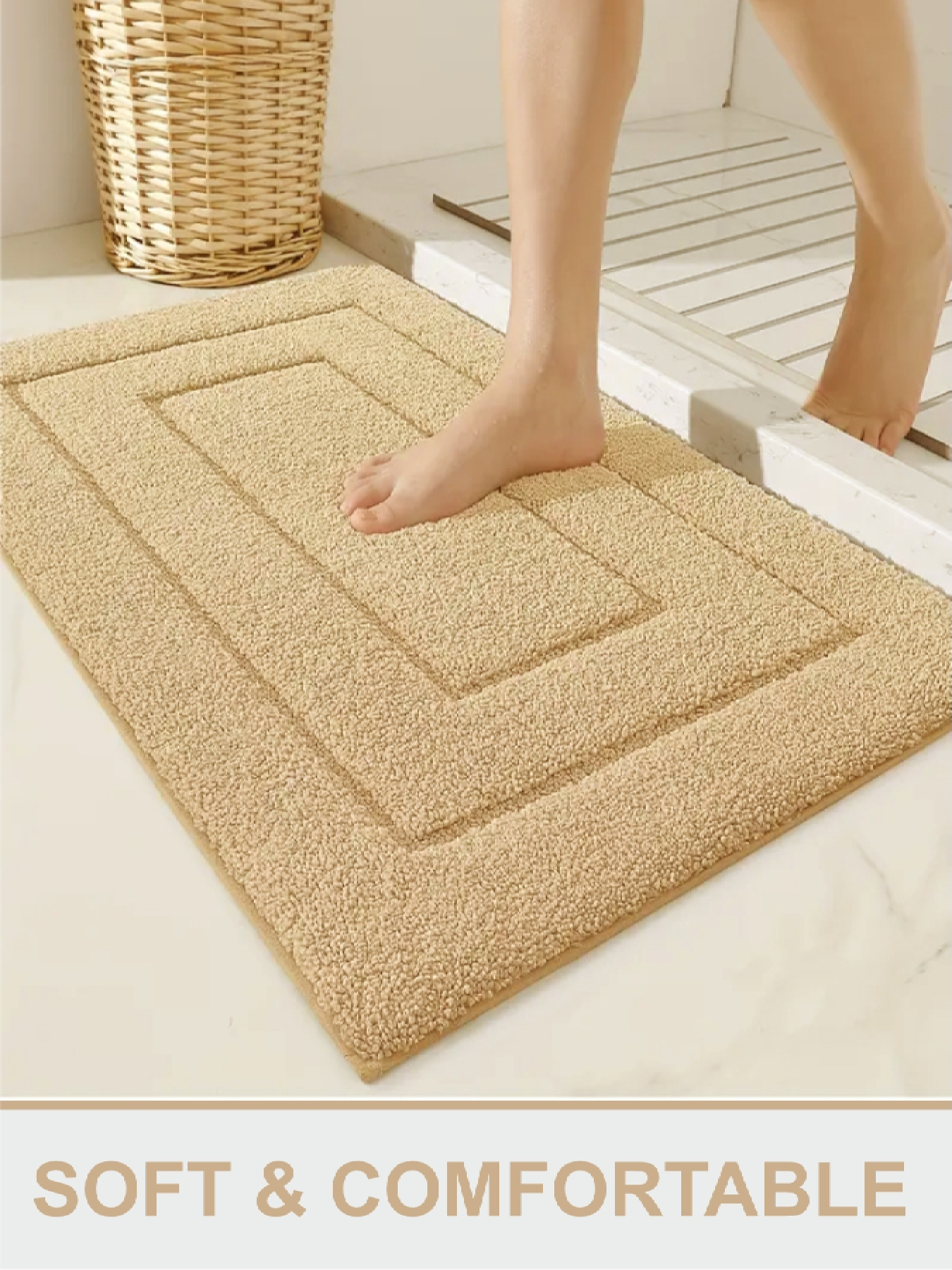 Коврик для ванной комнаты 50 х 80 см прорезиненный -  Бежевый Lovely Svi  модель 2565064 Фото