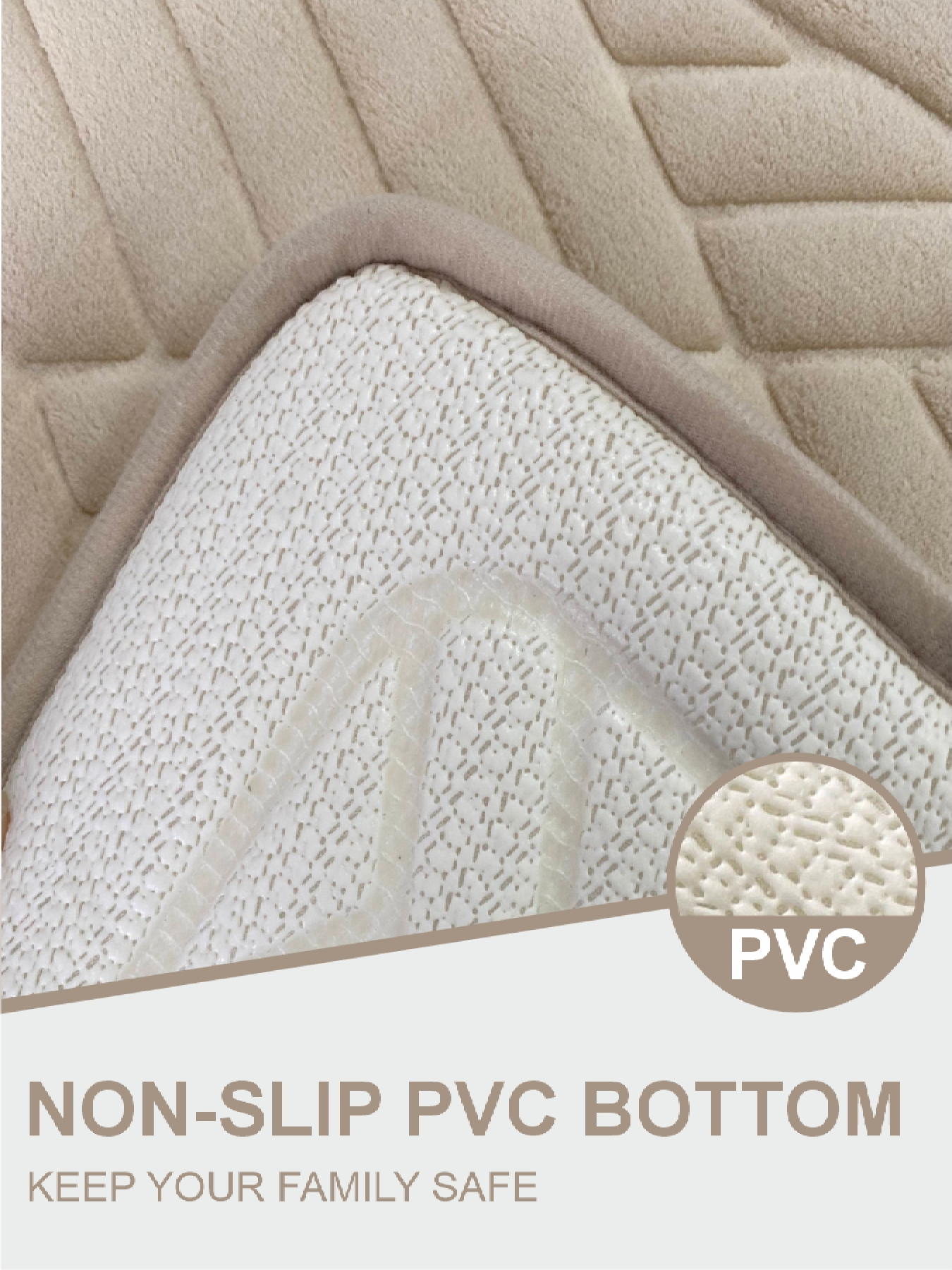 Коврик для ванной и туалета мягкий, абсорбирующий, нескользящий 40 x 60 x 1.5 см Бежевый (2565026) Lovely Svi  модель 2565026 Фото