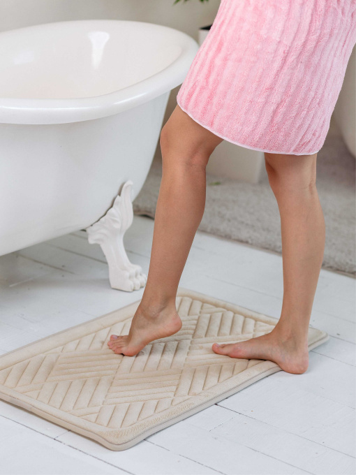 Коврик для ванной комнаты и туалета Lovely Svi мягкий, абсорбирующий, нескользящий Бежевый Lovely Svi  модель 2565057 Фото