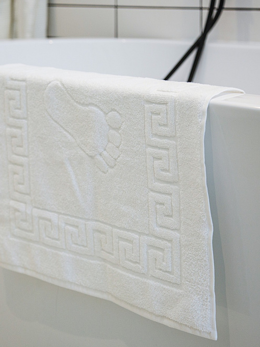 Килимок махровий для ніг білий з тисненням Ніжки White Ecotton модель 24690 Фото