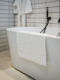 Коврик махровый для ног белый с тиснением Ножки White Ecotton модель 24690 Фото