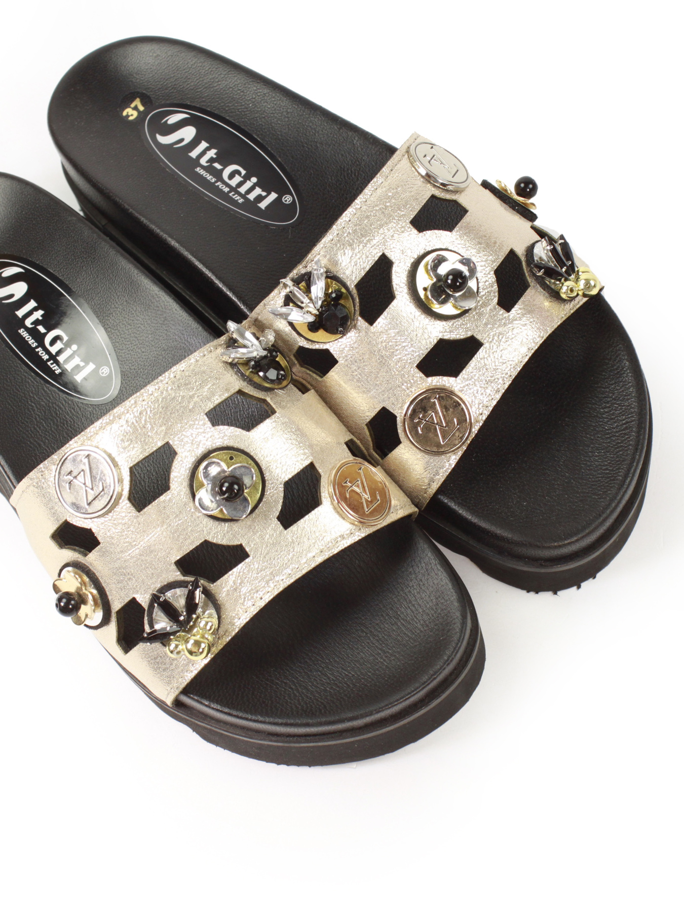Шлепанцы It-girl модель 1722-gold Фото