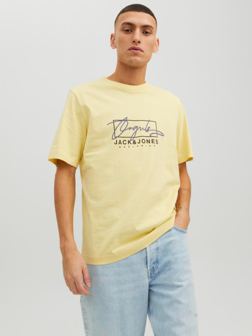 Футболкалар мен поло жейделер JACK & JONES үлгі 12235487_FrenchVanilla Фото