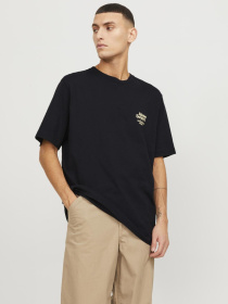 Футболкалар мен поло жейделер JACK & JONES үлгі 12252956_Black Фото
