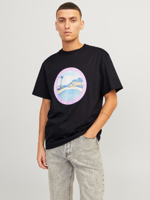Футболкалар мен поло жейделер JACK & JONES үлгі 12253679_Black Фото
