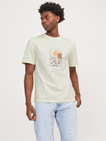 Футболкалар мен поло жейделер JACK & JONES үлгі 12253679_Buttercream Фото