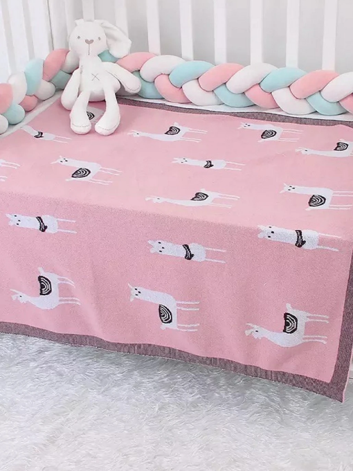 Плед Дитячий Бавовна  В'язаний Розовый Лама Lovely Svi  модель 78136388 Фото