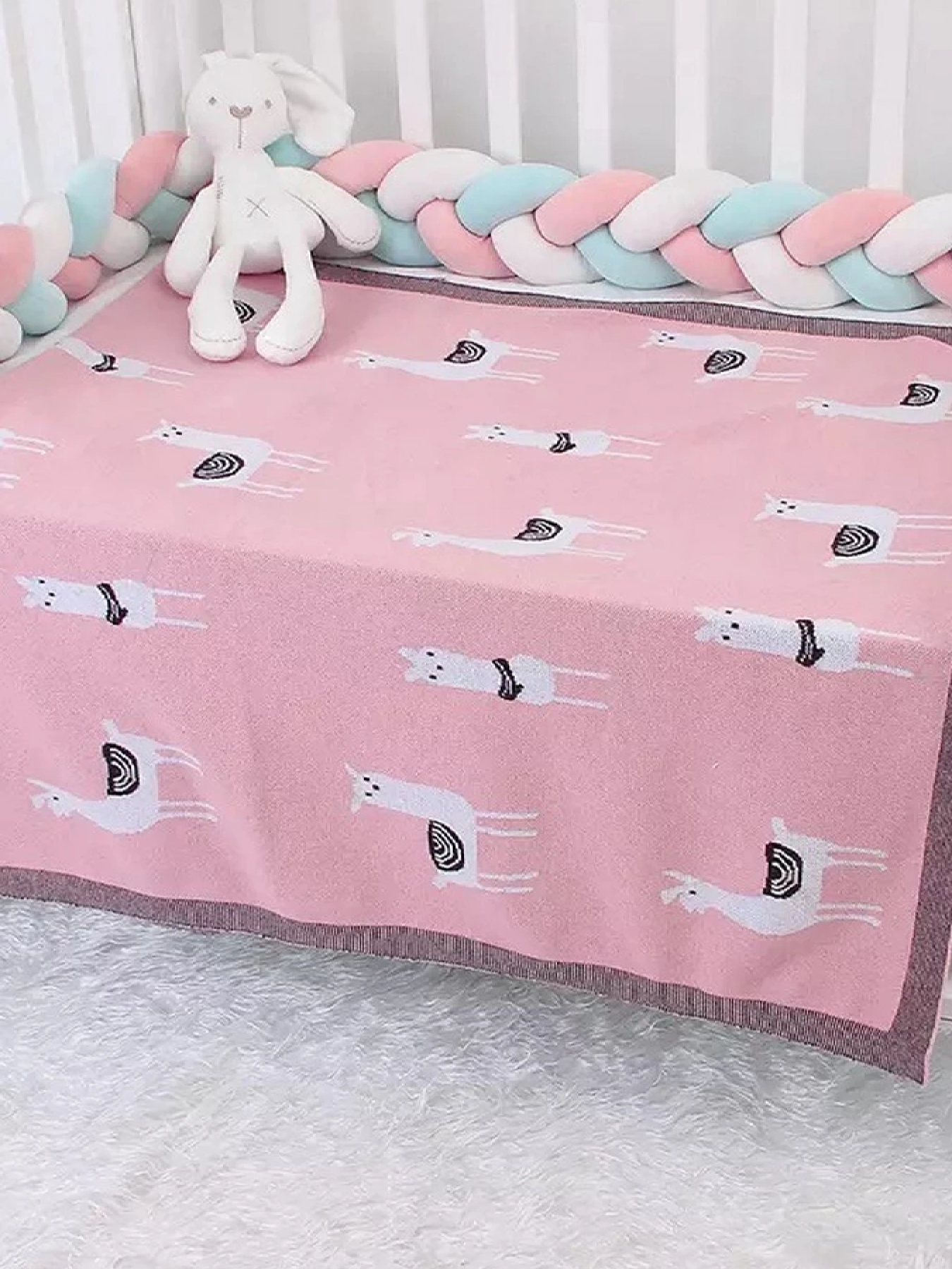 Плед Дитячий Бавовна  В'язаний Розовый Лама Lovely Svi  модель 78136388 Фото