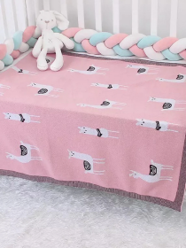 Плед Дитячий Бавовна  В'язаний Розовый Лама Lovely Svi  модель 78136388 Фото