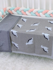 Плед Детский Хлопок Вязаный Серый Динозаврики Lovely Svi  модель 101376379 Фото