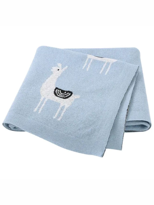 Плед Дитячий Бавовна В'язаний Блакитний Лама Lovely Svi  модель 101380673 Фото