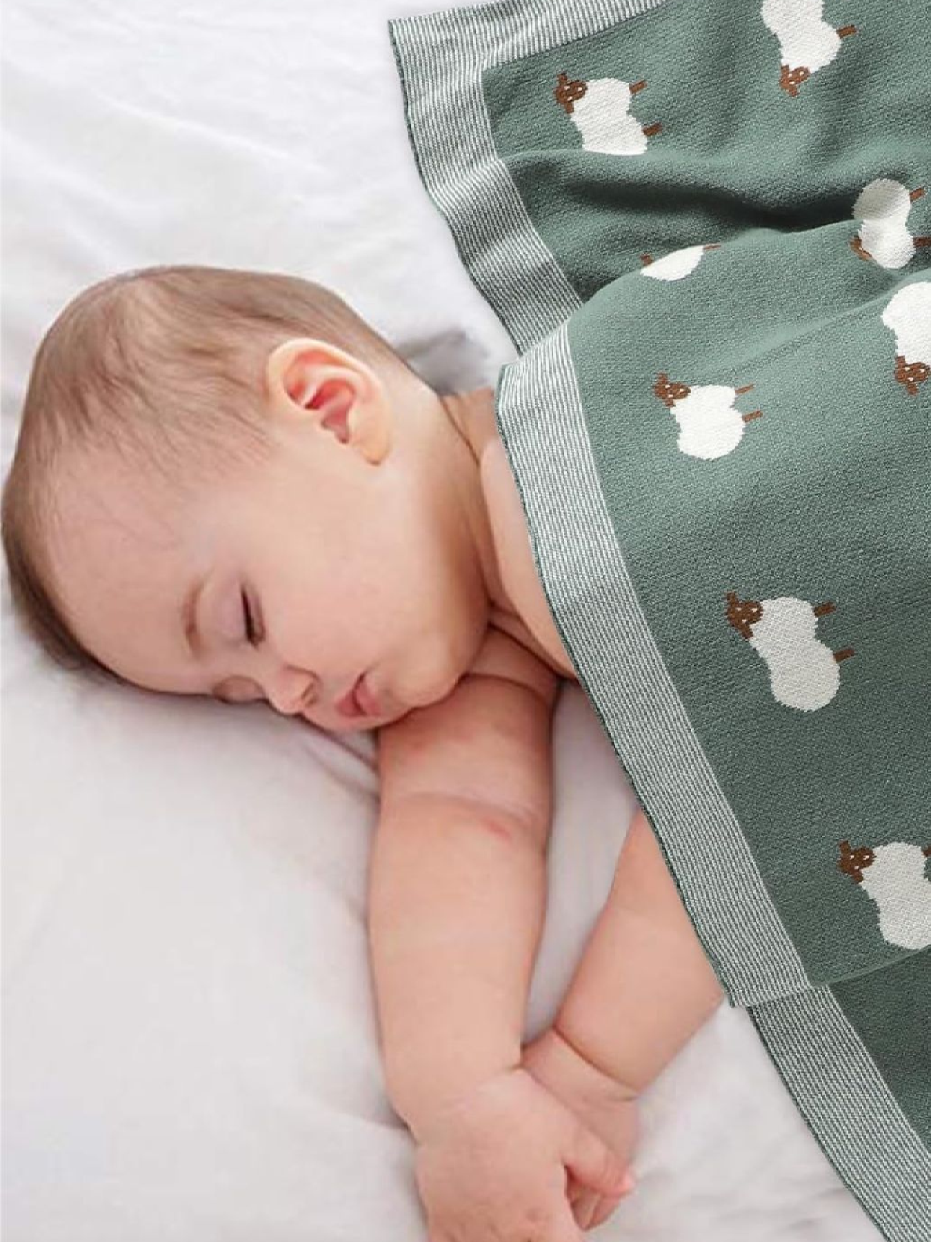 Плед Детский Хлопок Вязаный Зеленый  Овцы Lovely Svi  модель 101380896 Фото