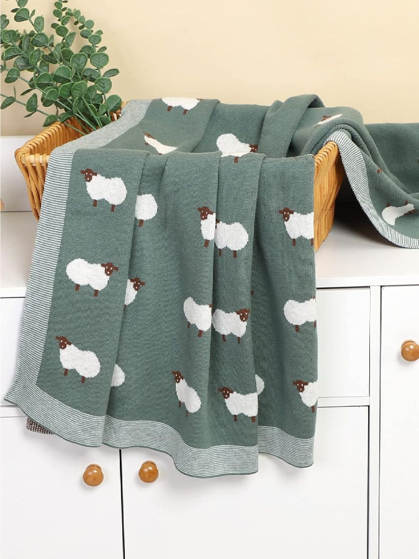 Плед  Дитячий Бавовна В'язаний Зелений Вівці Lovely Svi  модель 101380896 Фото