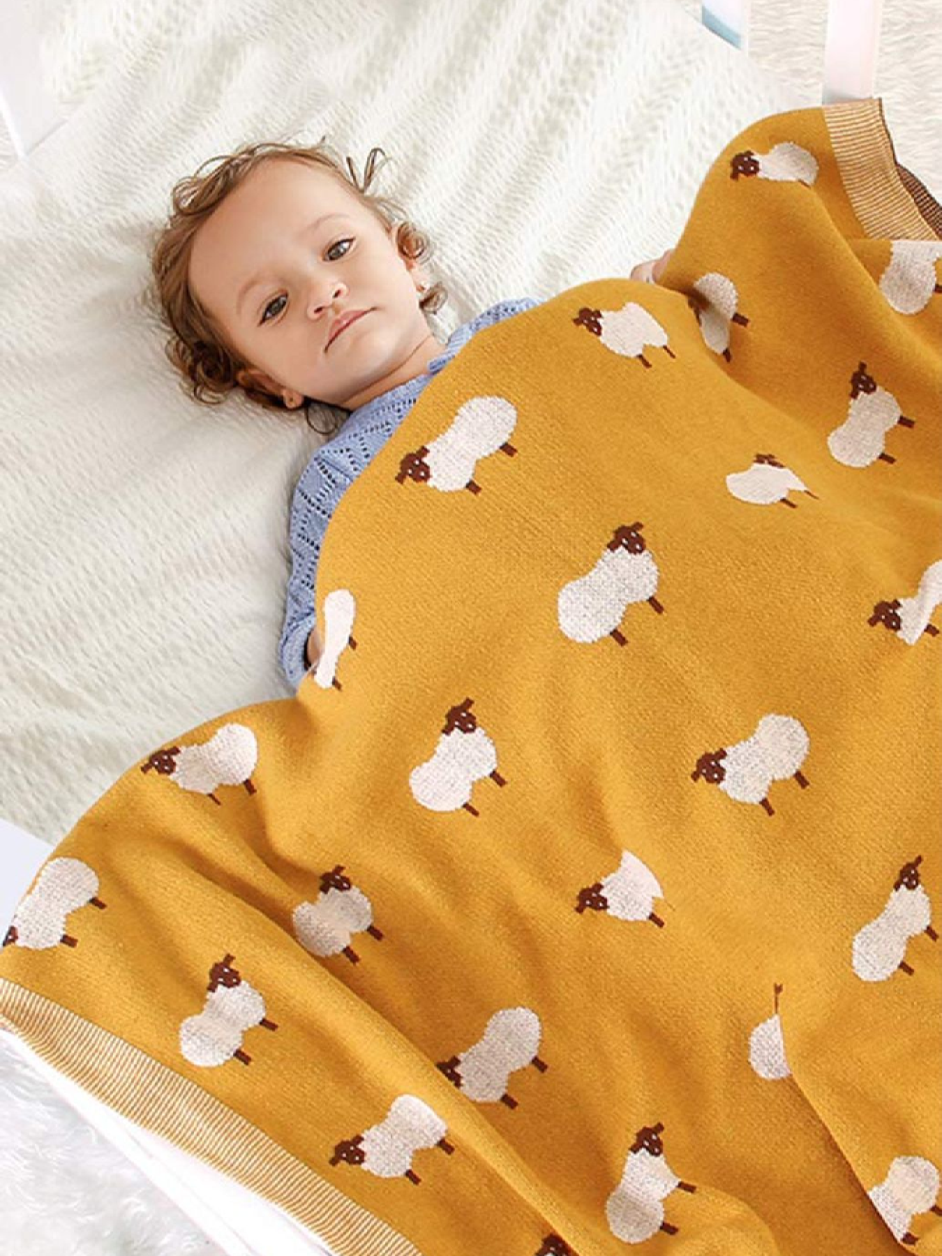 Плед Детский Хлопок  Вязаный Желтый Овцы Lovely Svi  модель 101380919 Фото