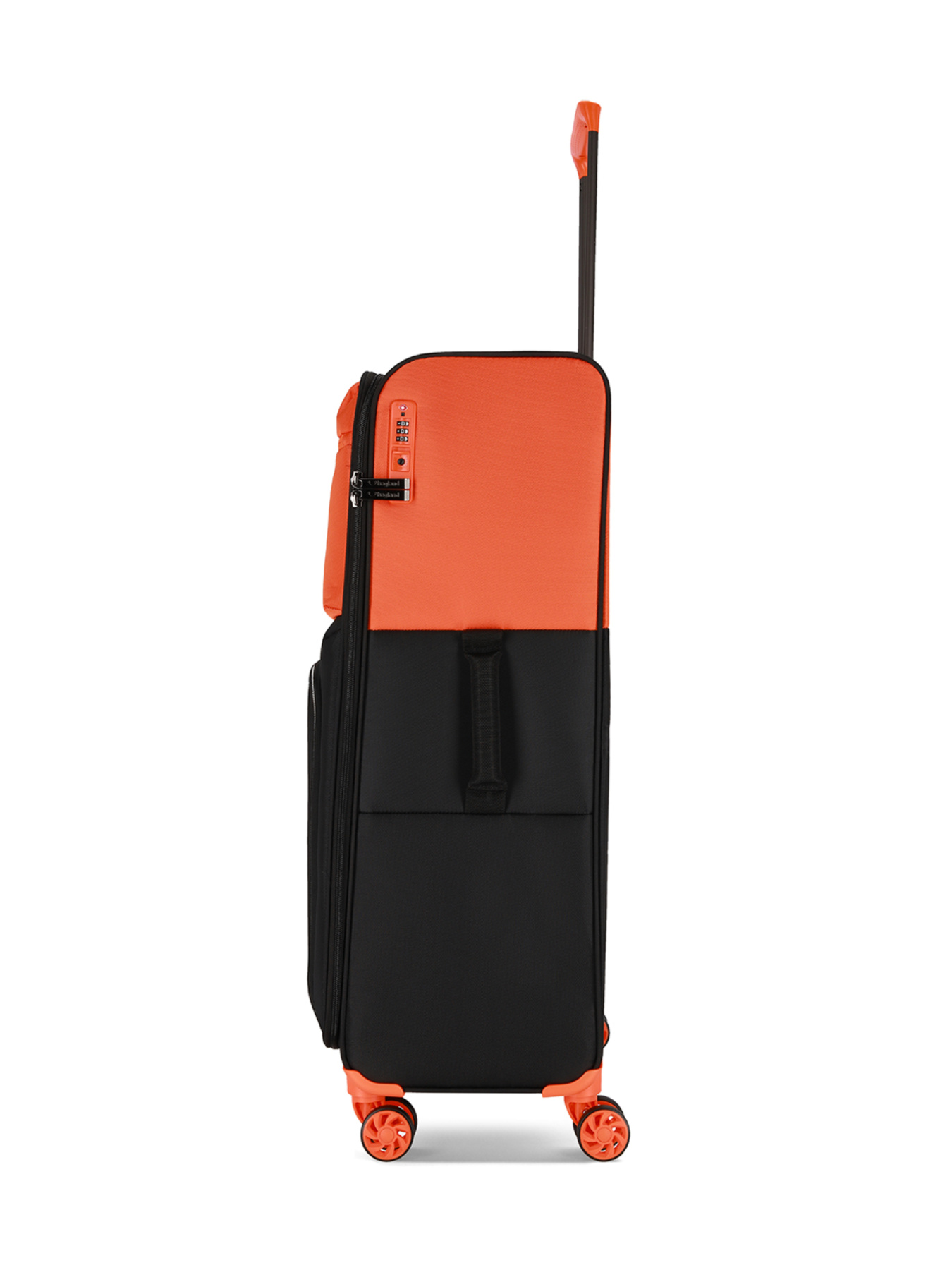 Чемодан тканевой 4х - колесный Bagland Stella L 77 л. Черно - оранжевый модель 00442028 Фото