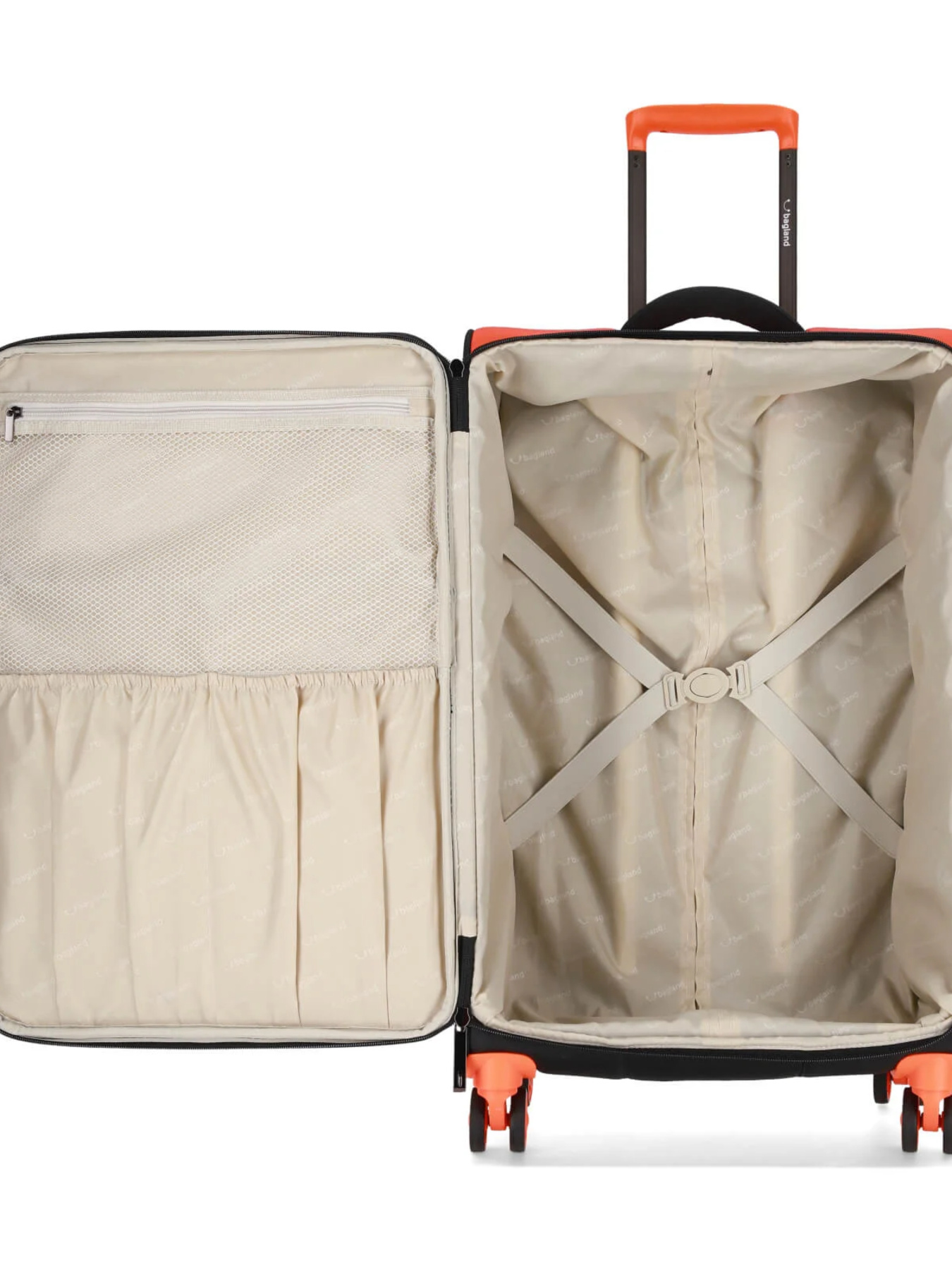 Чемодан тканевой 4х - колесный Bagland Stella М 57 л. Черно - оранжевый модель 00442024 Фото