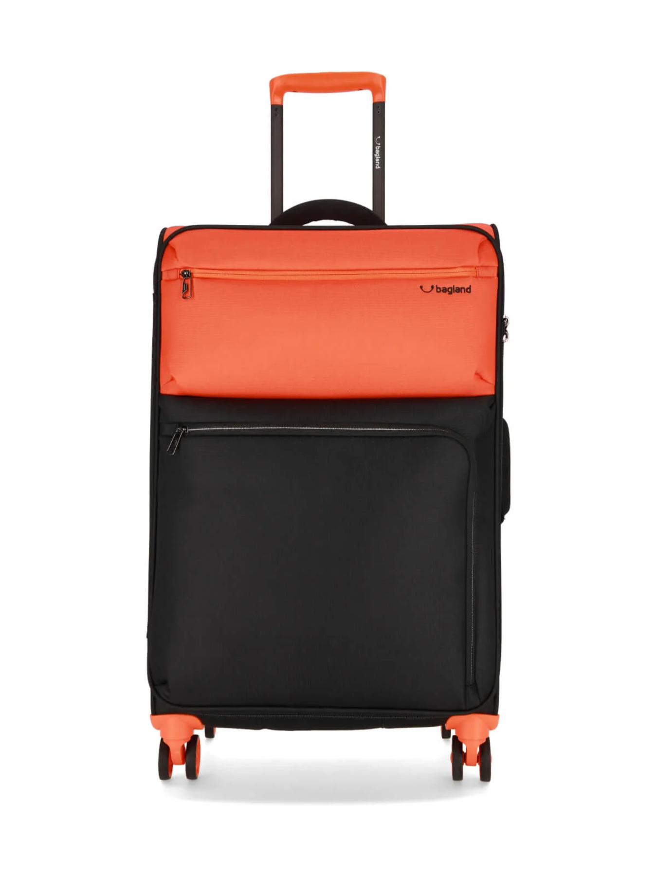 Чемодан тканевой 4х - колесный Bagland Stella М 57 л. Черно - оранжевый модель 00442024 Фото