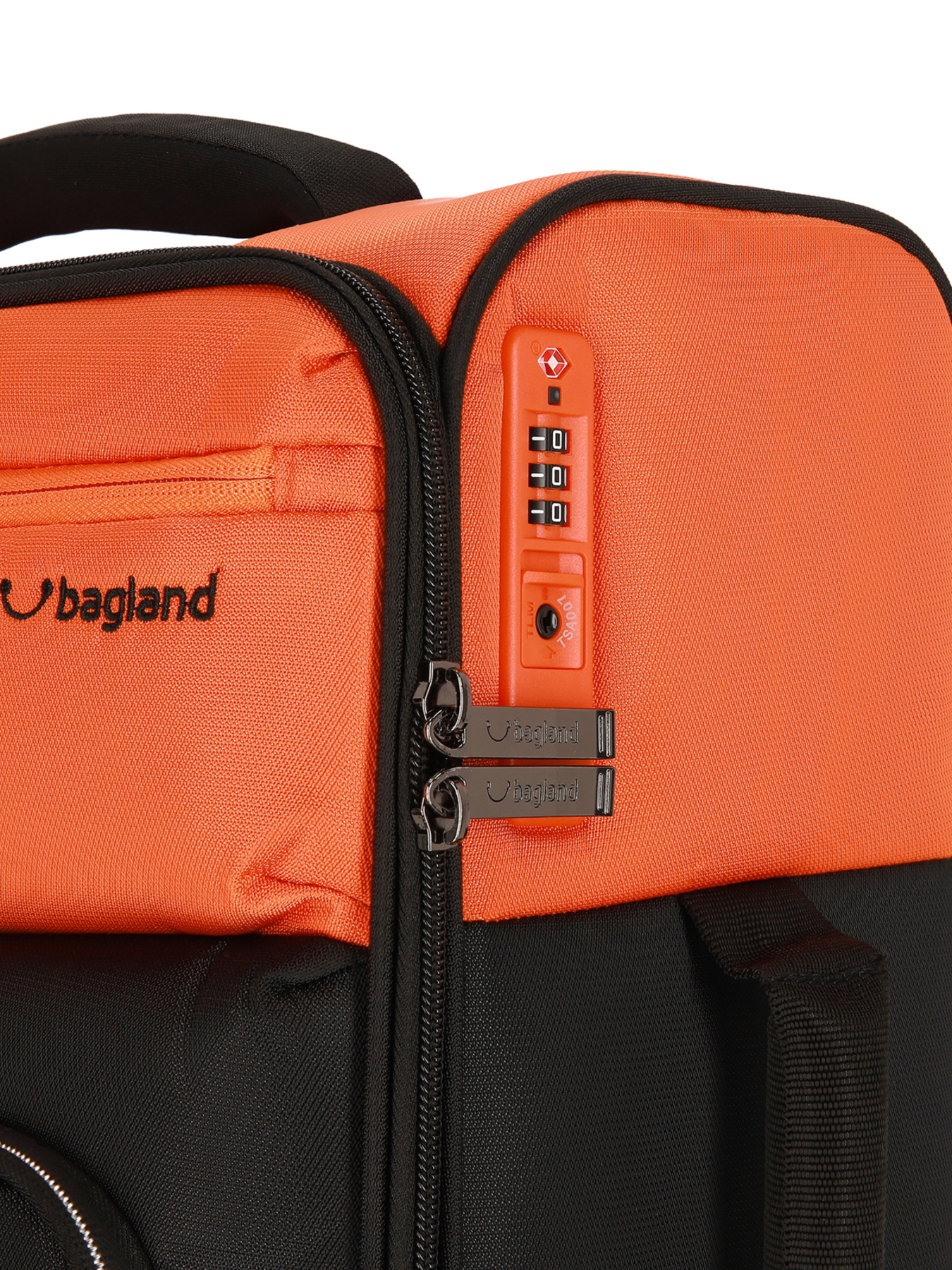 Чемодан тканевой 4х - колесный Bagland Stella S 31 л. Черно - оранжевый модель 00442020 Фото