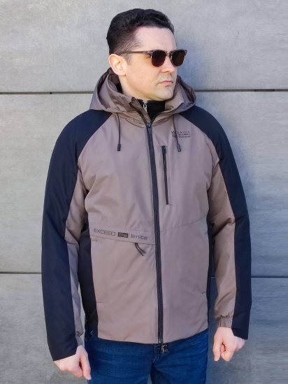 Бежевая мужская мембранная куртка модель R-R1-177-beige - фото