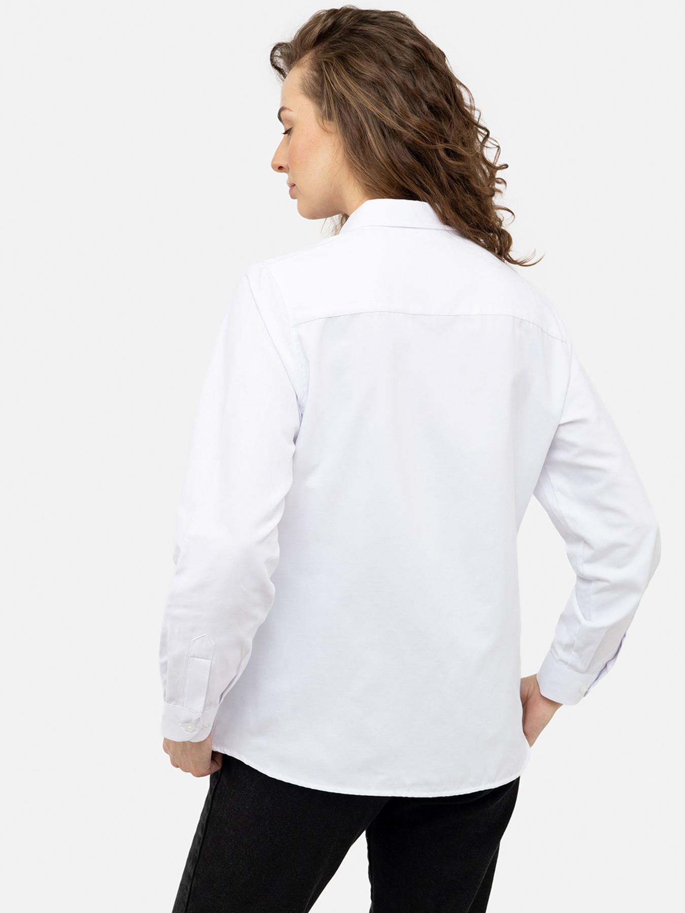 Женская рубашка с длинным рукавом  цвет белый ЦБ-00242160 модель ЦБ-00242160 Фото