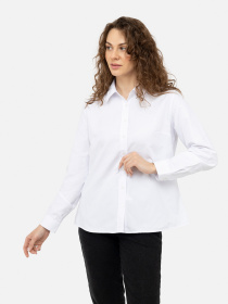 Женская рубашка с длинным рукавом  цвет белый ЦБ-00242160 модель ЦБ-00242160 Фото