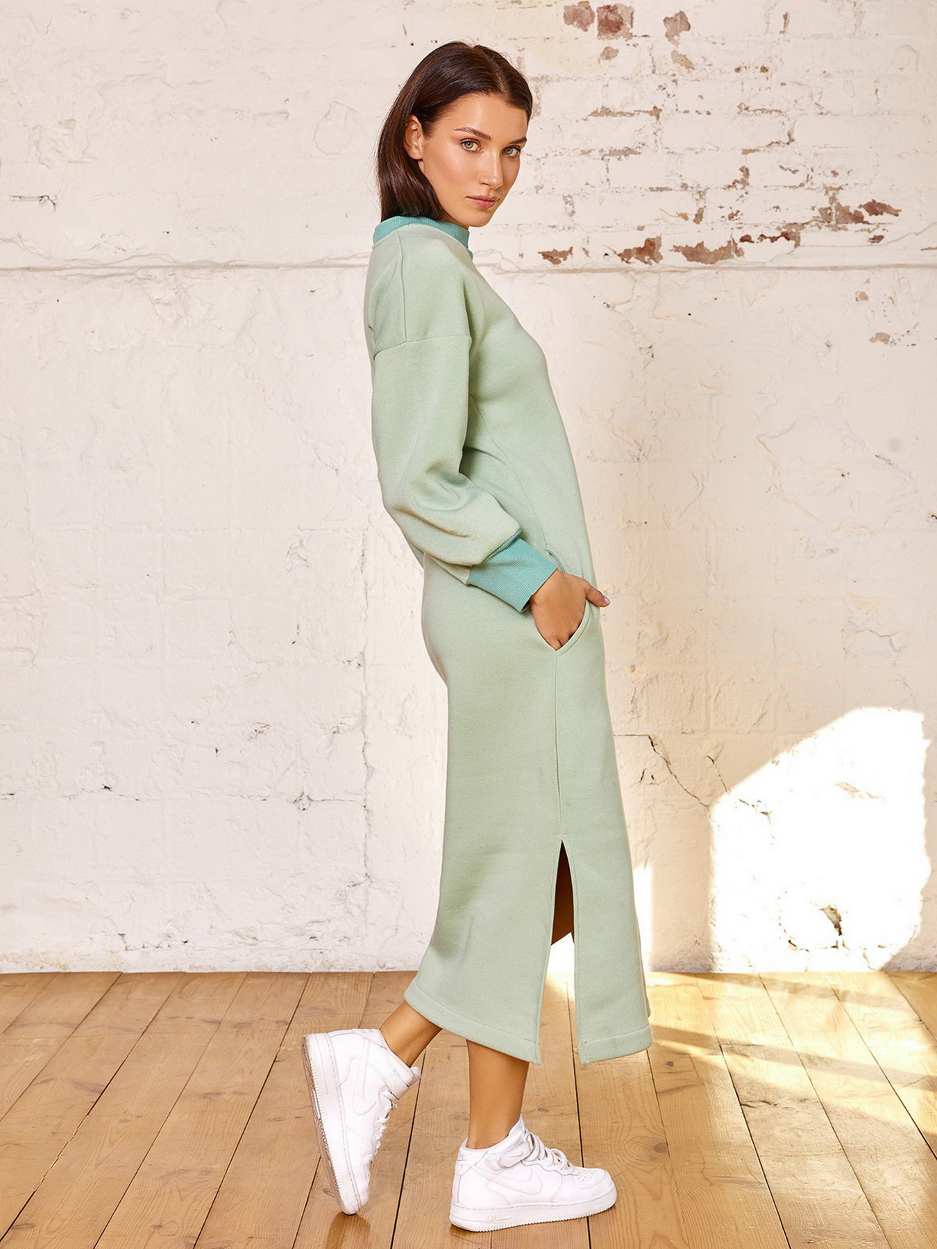 Сукня міді ISSA Plus модель 12946_olive Фото