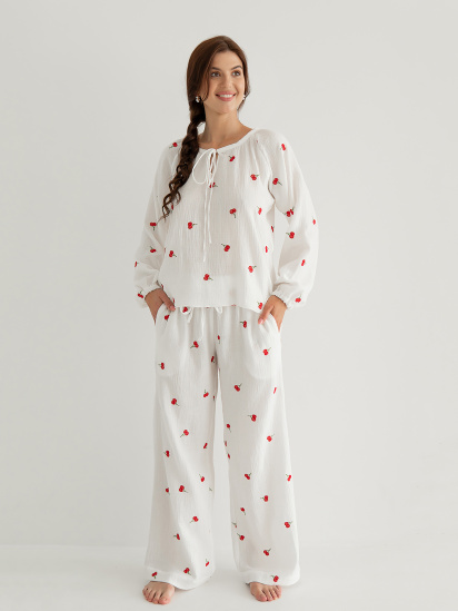 Forly Сорочка з вишивкою з мусліну Cherry XS/S Білий ML0085-38-60_XS/S модель 13892774 - фото