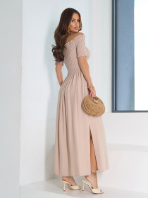 Сукня максі ISSA Plus модель SA-633_бежевый Фото